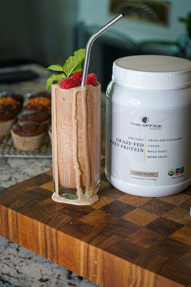 
                  
                    Organic Chocolate A2 Grass-Fed Whey Protein with Collagen & Maca
                  
                