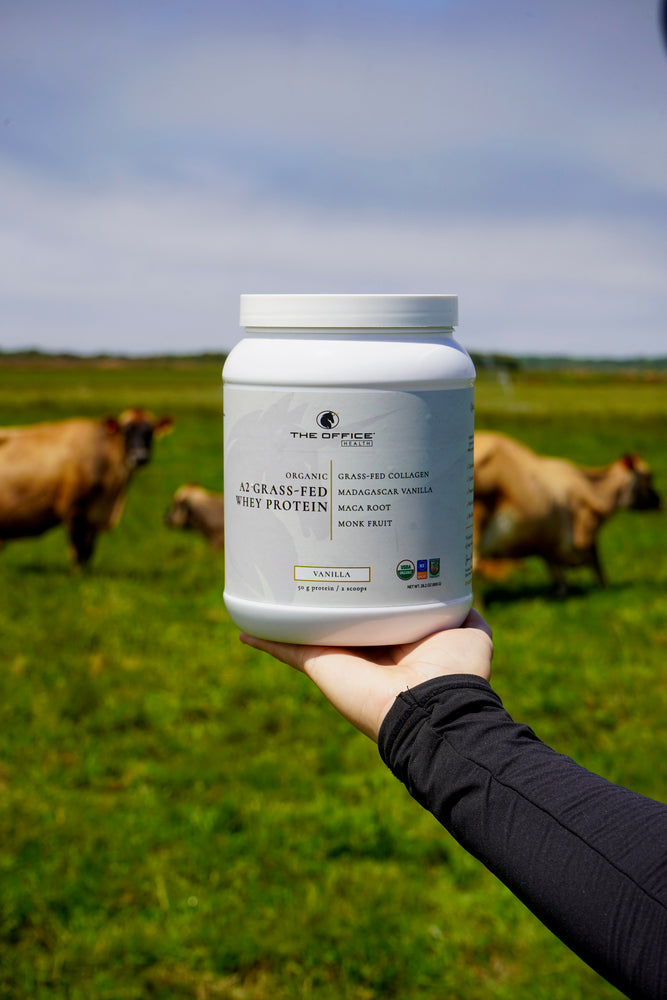 
                  
                    Organic Vanilla A2 Grass-Fed Whey Protein with Collagen & Maca
                  
                